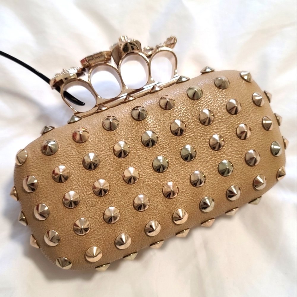 ALDO Box Clutch Alexander McQueen edgy style with rings & optional crossbody